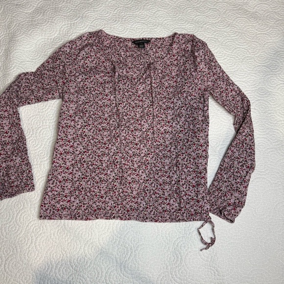 Club Monaco Pink Ruched Tie Front Long Sleeve Blouse - Picture 6 of 11